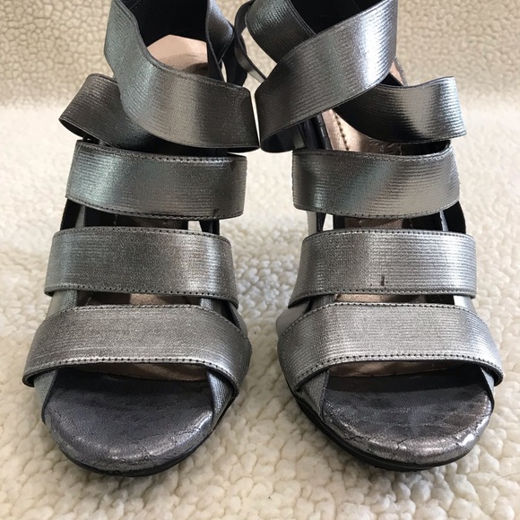BCBG Gray Snakeskin Stretchy Strap Heels 
5” Heel
Size 7.5 
No Shoebox - Picture 3 of 13